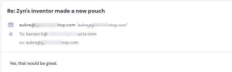 Retailer reply from Sesh Products